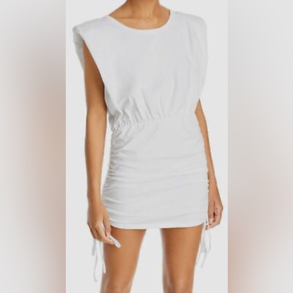 Toni Shoulder Pad Mini Dress in Orchid
BARDOT